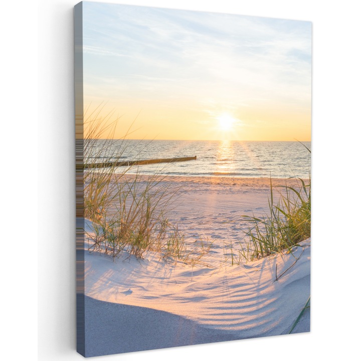 Канава, Абстракт, Декоративен, Всекидневна, Кухня, Модерно изкуство, Декорация на стени Светлосин 60x80 см