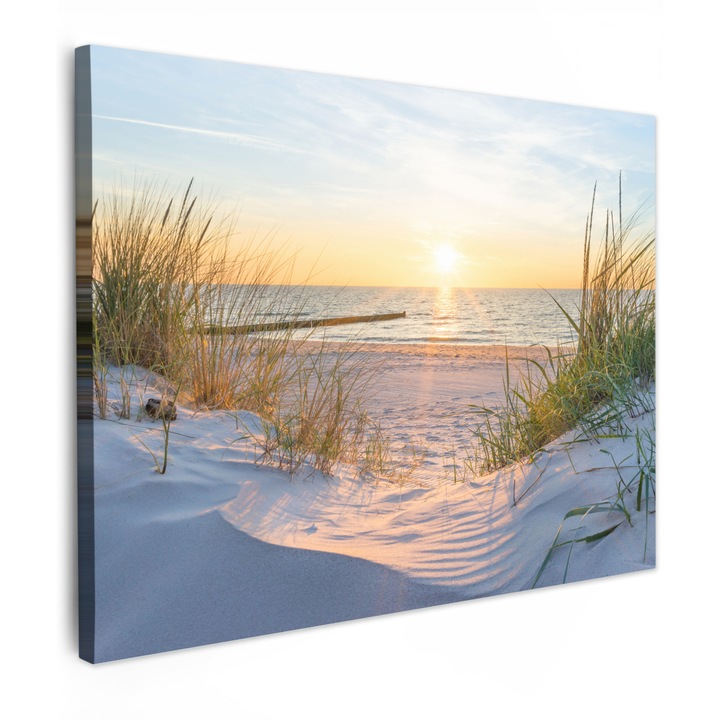 Канава, Абстрактен, Декоративен, Всекидневна, Кухня, Модерно изкуство, Декорация на стени Светлосин 80x60 см