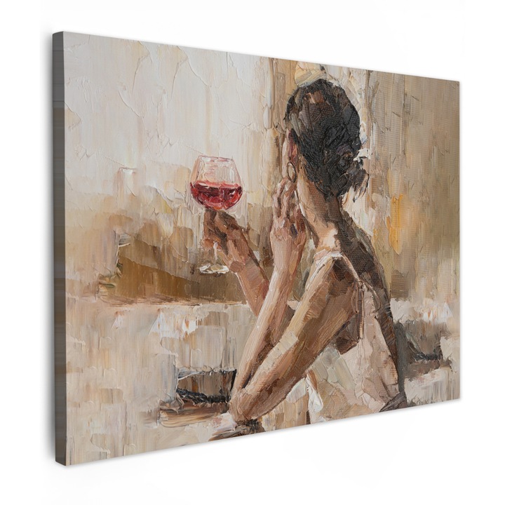 Канава картина, Абстрактна, Декоративна, Хол, Кухня, Модерно изкуство, Декорация за стена Светлокафява 80x60 см