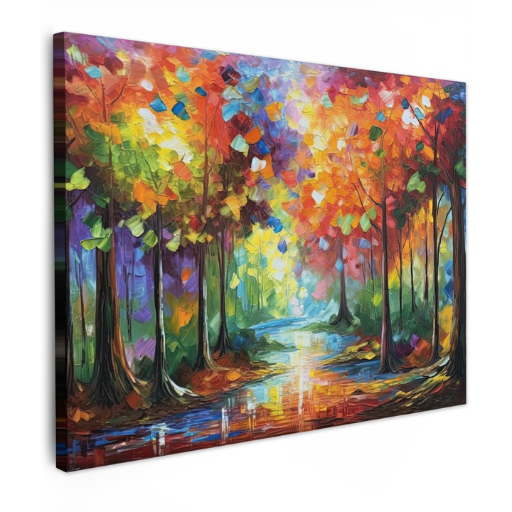 Канава Табло, Абстрактно, Декоративно, За всекидневна, За кухня, Модерно Изкуство, Декорация на стени Многоцветно 80x60 см