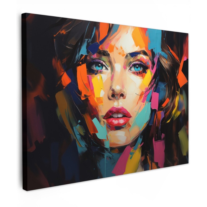 Канава картина, абстрактна, декоративна, за всекидневна, кухня, модерно изкуство, декорация за стена, многоцветна, 80x60 см