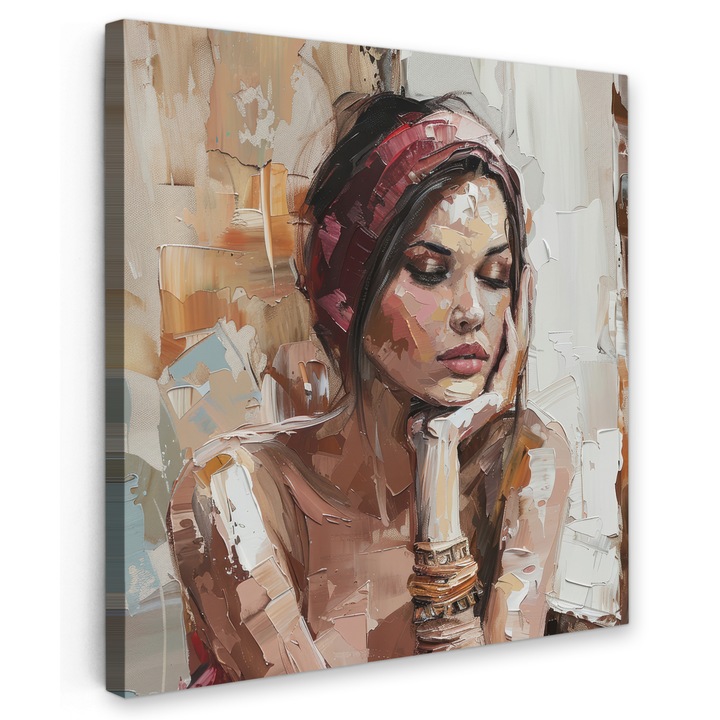 Tablou Canvas, Abstract, Decorative, Living, Bucatarie, Modern Art, Decorarea peretilor Roz 90x90 cm