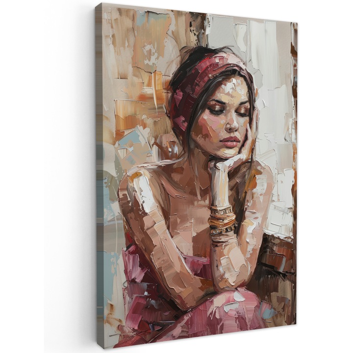 Канава, Абстракт, Декоративно, Хол, Кухня, Модерно изкуство, Декорация на стени Розово 40x60 см