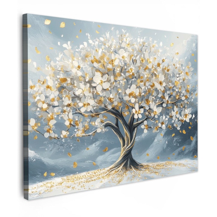 Канава, Абстрактно, Декоративно, За всекидневна, Кухня, Модерно изкуство, Декорация за стена Златно 40x30 см