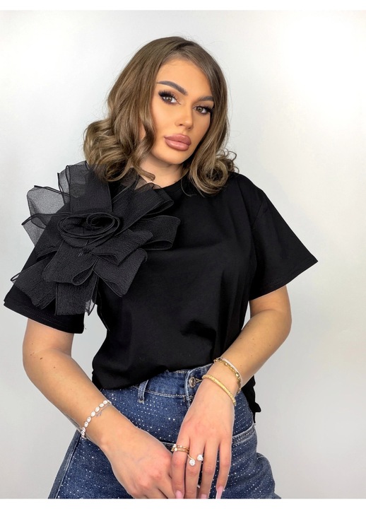 Tricou dama Messa, negru, one size