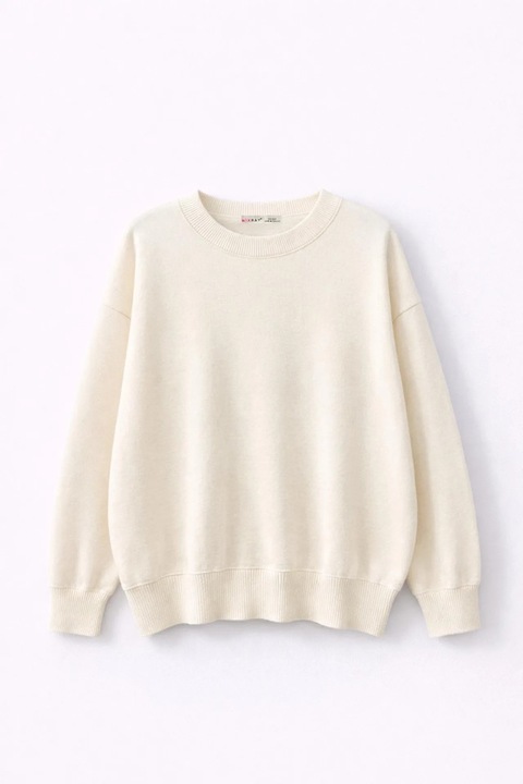 Pulover dama, Mixray, supradimensionat, natural, 100% poliester, One Size INTL