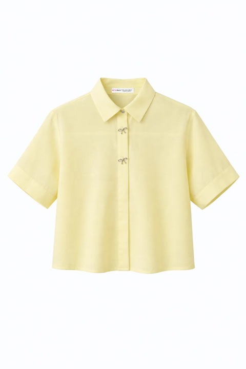 Camasa dama, Mixray, camasa scurta cu maneca scurta, galben lamaie, textil