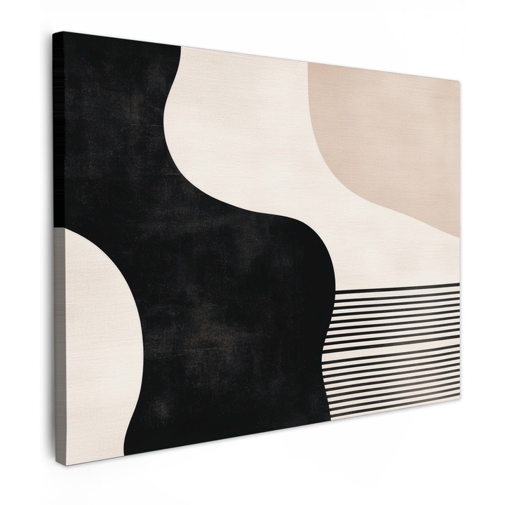 Канава, Абстракт, Декоративен, Всекидневна, Кухня, Модерно изкуство, Декорация за стена, Черен, 80x60 см