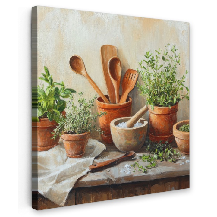 Tablou Canvas, Abstract, Decorative, Living, Bucatarie, Modern Art, Decorarea peretilor Oranj 90x90 cm