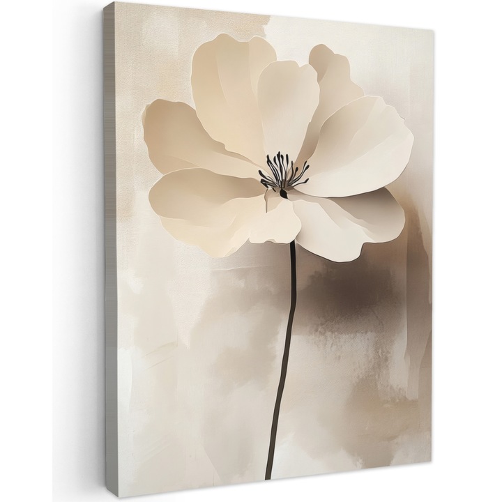 Канава картина, абстрактна, декоративна, за всекидневна, кухня, модерно изкуство, декорация за стена, кремава 60x80 см