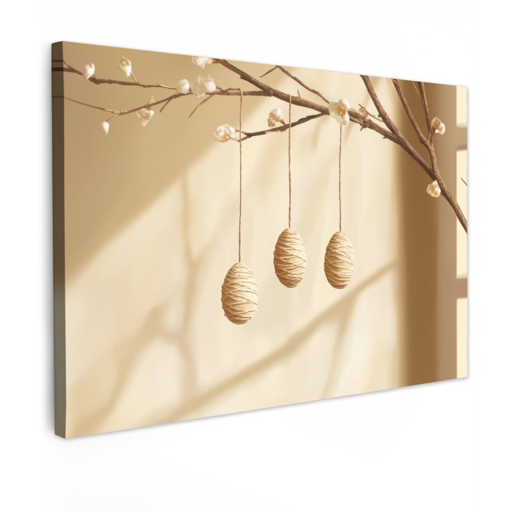 Канава картина, абстрактна, декоративна, за всекидневна, кухня, модерно изкуство, декорация на стена, бежова 120x80 см