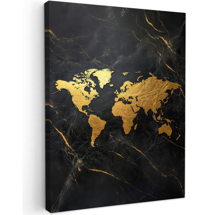 Tablou Canvas, Abstract, Decorative, Living, Bucatarie, Modern Art, Decorarea peretilor Auriu 60x80 cm