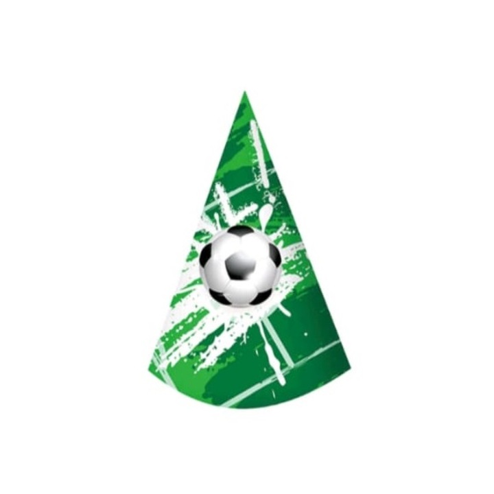 Set 8 coifuri verde, alb, 10×16 cm, fotbal, PPPZ7420