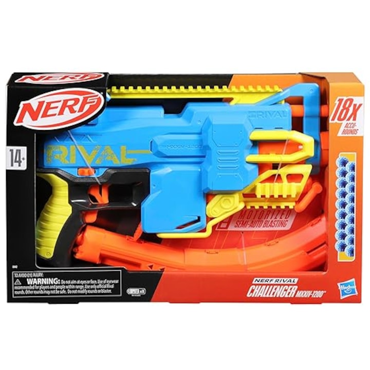 Blaster motorizat Hasbro Nerf Rival Challenger MXXIV-1200, 12 cartuse, 18 gloante, multicolor