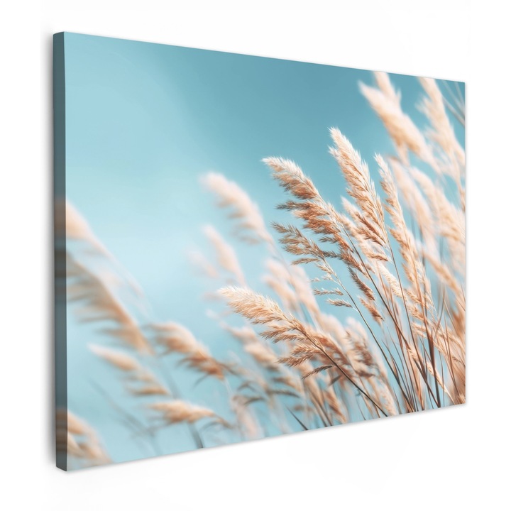 Канава, Абстракт, Декоративен, Всекидневна, Кухня, Модерно изкуство, Декорация на стени Светлосин 80x60 см