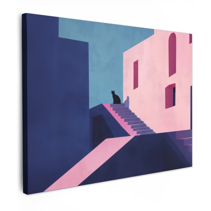 Канава, Абстракт, Декоративно, Хол, Кухня, Модерно изкуство, Декорация на стени Тъмно синьо 80x60 см