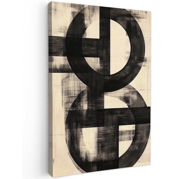 Канава, Абстрактен, Декоративен, Всекидневна, Кухня, Модерно изкуство, Декорация на стени Черен 40x60 см