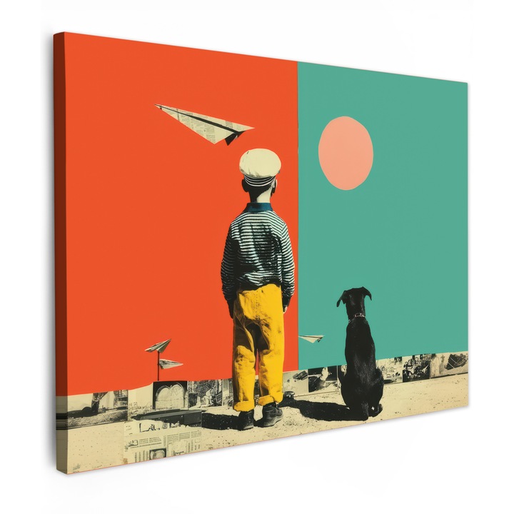 Канава, Абстракт, Декоративни, Дневна, Кухня, Модерно Изкуство, Декорация на стени, Оранжев 80x60 см