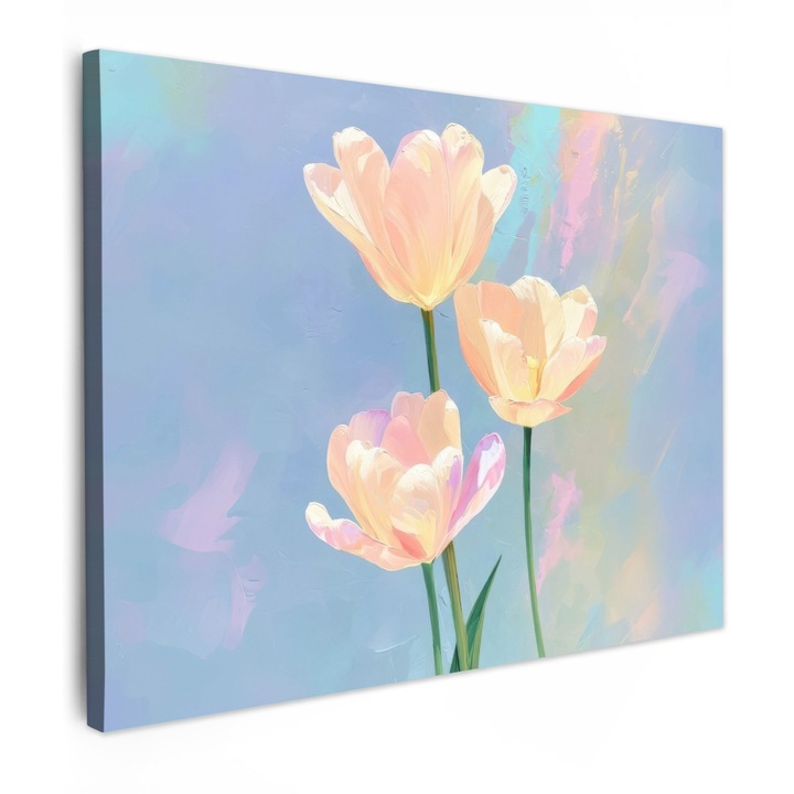 Канава картина, абстрактна, декоративна, за всекидневна, кухня, модерно изкуство, декорация на стена, светлосиня 40x30 см