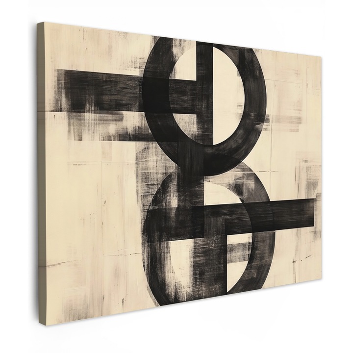 Канава, Абстракт, Декоративен, Хол, Кухня, Модерно изкуство, Декорация на стени Черен 80x60 см