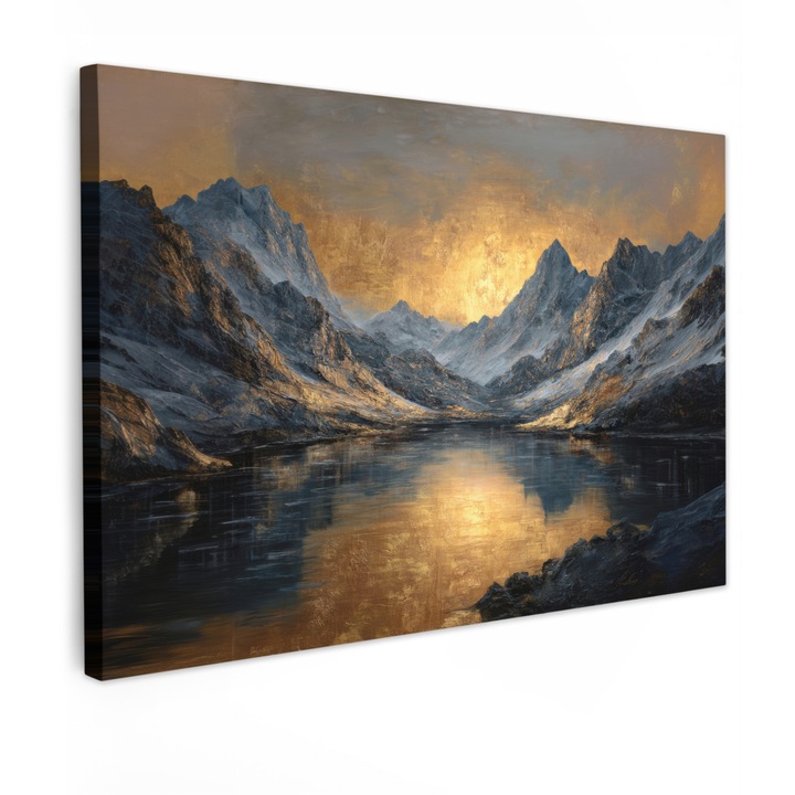 Tablou Canvas, Abstract, Decorative, Living, Bucatarie, Modern Art, Decorarea peretilor Auriu 90x60 cm