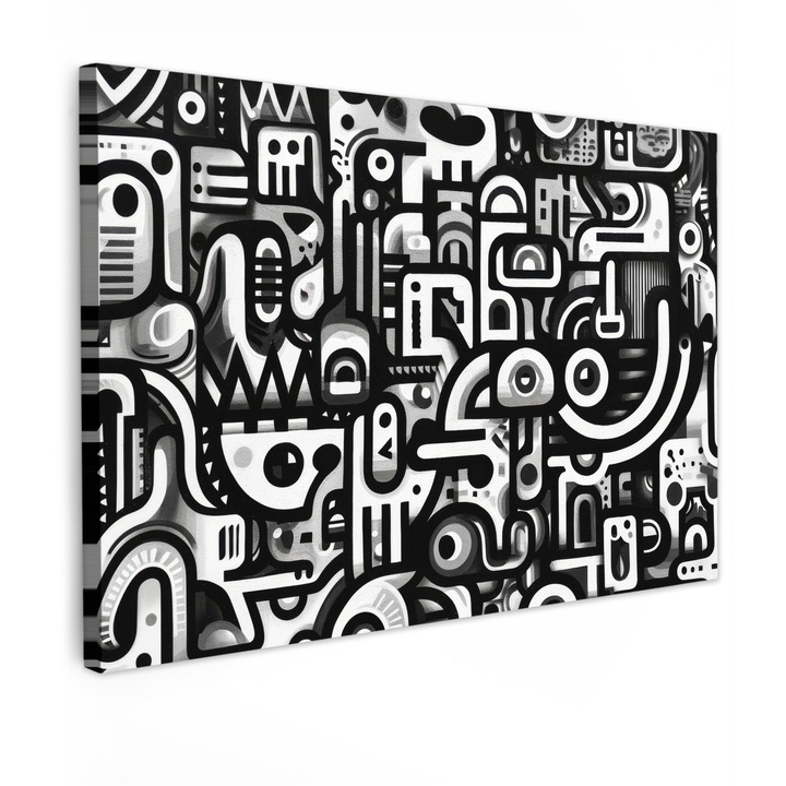 Tablou Canvas, Abstract, Decorative, Living, Bucatarie, Modern Art, Decorarea peretilor Negru 90x60 cm