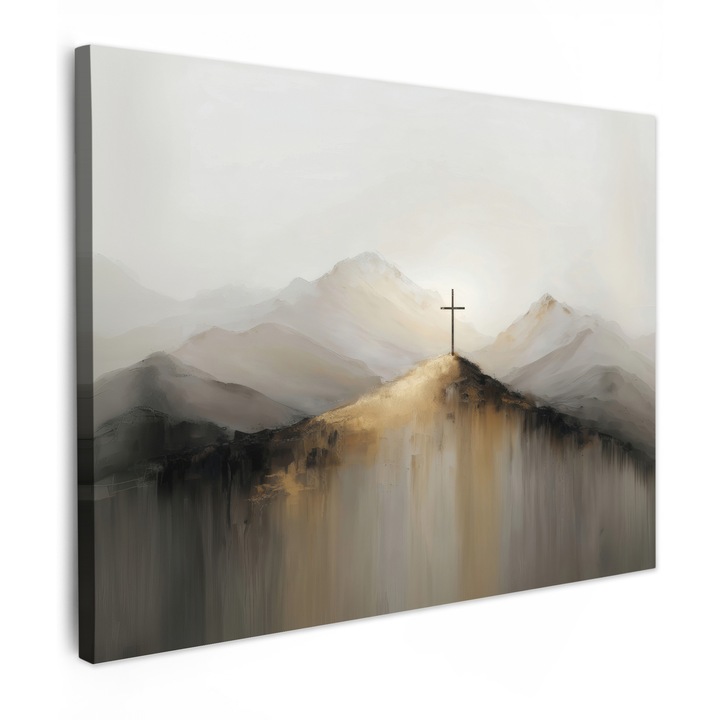 Канава картина, абстрактна, декоративна, за всекидневна, кухня, модерно изкуство, декорация за стена, бежова 80x60 см