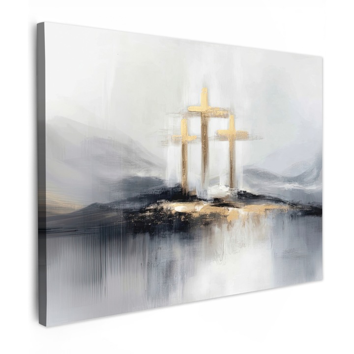 Канава, Абстрактен, Декоративен, Всекидневна, Кухня, Модерно изкуство, Декорация на стени Бял 80x60 см