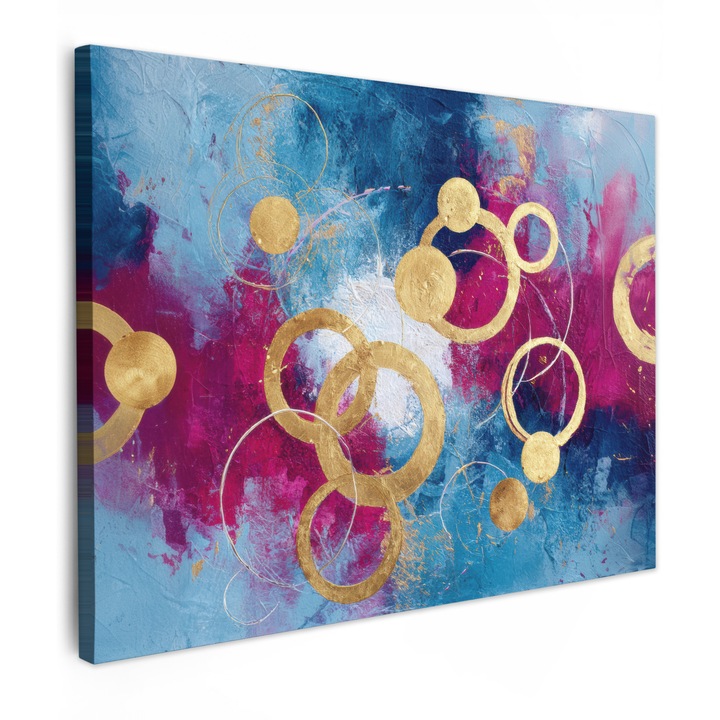 Канава картина, Абстрактна, Декоративна, Дневна, Кухня, Модерно изкуство, Декорация на стени Синя 80x60 см