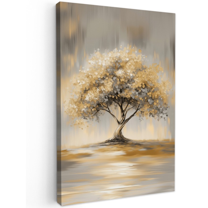 Канава, Абстракт, Декоративен, Всекидневна, Кухня, Модерно изкуство, Декорация на стени Бежов 60x90 см