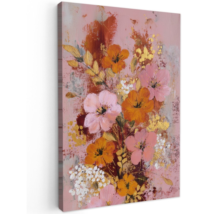 Канава, Абстрактно, Декоративно, Хол, Кухня, Модерно изкуство, Декорация на стени Розово 40x60 см