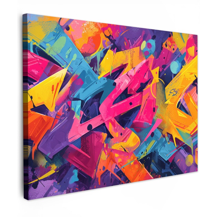 Канава, Абстракт, Декоративен, Хол, Кухня, Модерно изкуство, Декорация на стени Фуксия 80x60 см