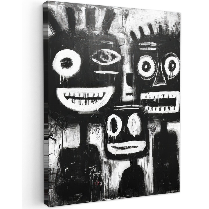 Tablou Canvas, Abstract, Decorative, Living, Bucatarie, Modern Art, Decorarea peretilor Negru 60x80 cm