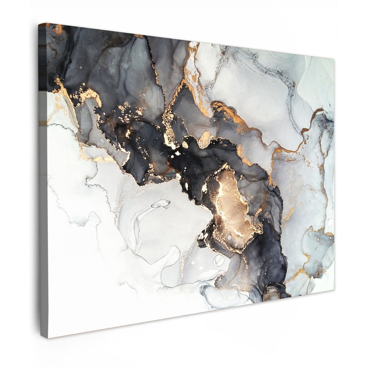 Канава, Абстрактен, Декоративен, Всекидневна, Кухня, Модерно изкуство, Декорация на стени Златен 40x30 см