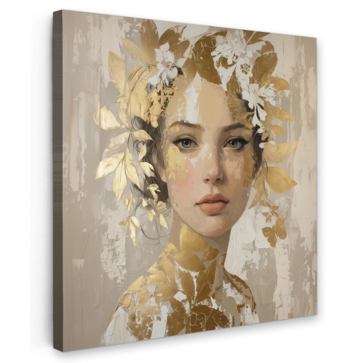 Tablou Canvas, Abstract, Decorative, Living, Bucatarie, Modern Art, Decorarea peretilor Bej 90x90 cm