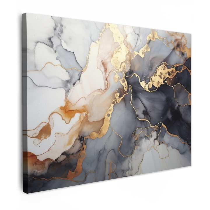 Канава, Абстракт, Декоративен, Хол, Кухня, Модерно изкуство, Декорация за стена Тъмно сиво 80x60 см