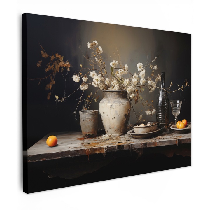 Канава, Абстракт, Декоративен, Хол, Кухня, Модерно изкуство, Декорация на стени Черен 80x60 см