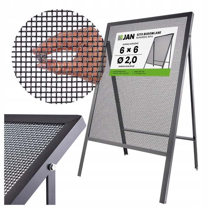 Ciur constructii RAFA, ochi 6x6mm, rama metalica 100cm, vopsit electrostatic RAL, zincat, sortare fina nisip, pamant, durabilitate santier, structura rigida, precizie