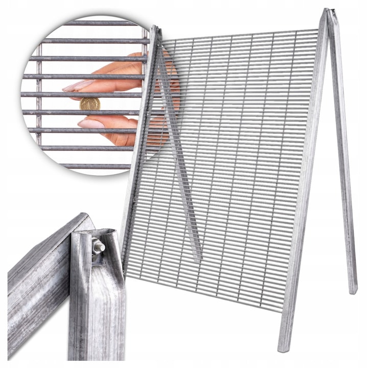 Ciur murarie zincat, ochi 1x7cm, rama stabila 100cm, plasa 61x84cm, rezistenta rugina, separare agregate, utilizare intensa, gradina, constructii, fiabilitate otel