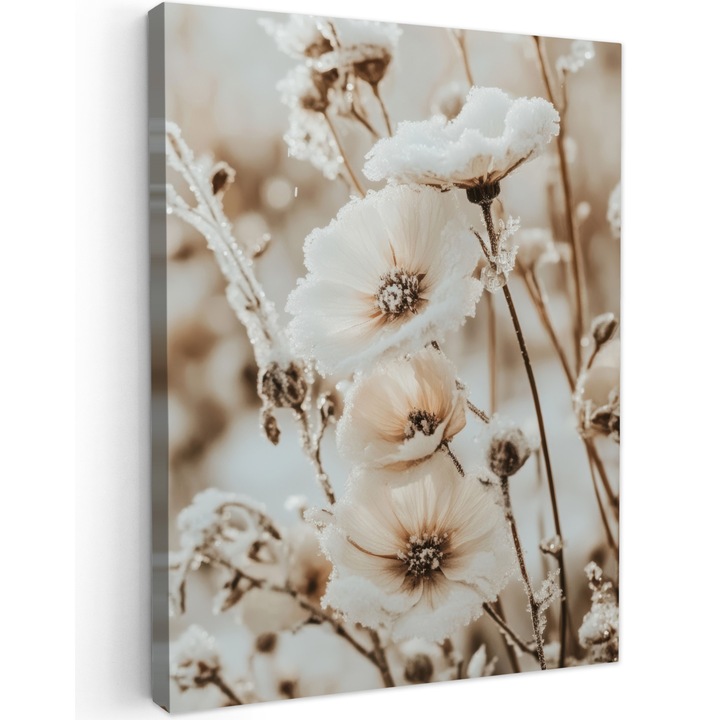 Канава картина, абстрактна, декоративна, за всекидневна, за кухня, модерно изкуство, декорация за стена, кремава, 60x80 см