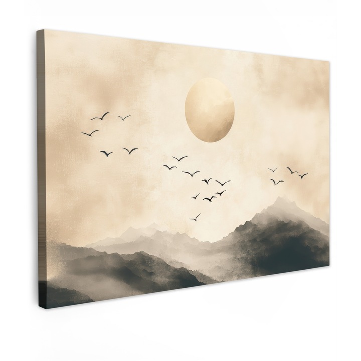 Канава картина, абстрактна, декоративна, за всекидневна, кухня, модерно изкуство, декорация на стена Бежово 120x80 см