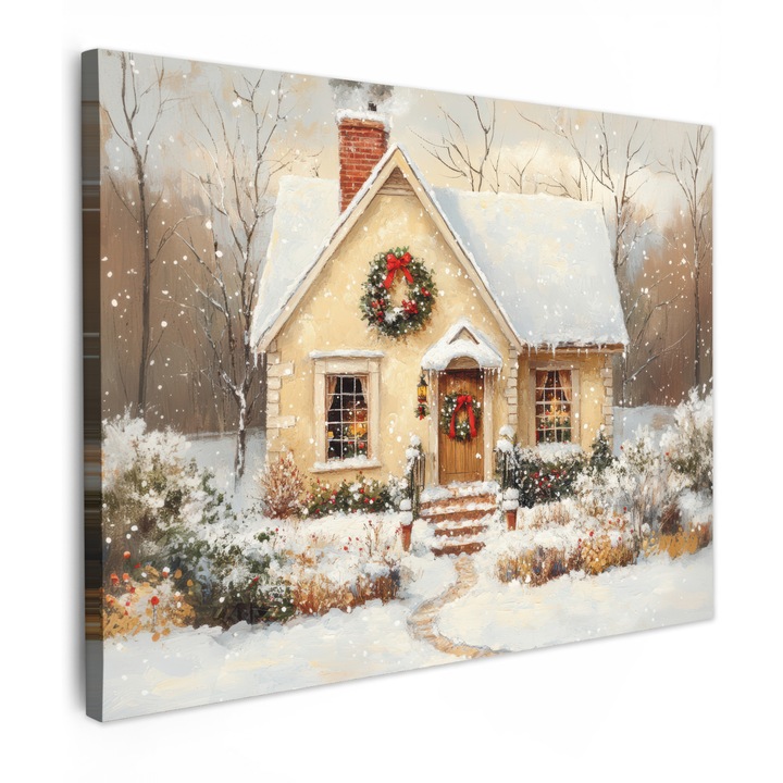 Канава картина, Абстрактна, Декоративна, Всекидневна, Кухня, Модерно изкуство, Декорация на стени Кремаво 80x60 см