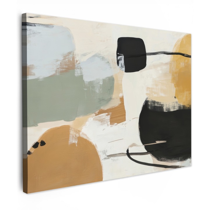 Канава, Абстрактен, Декоративен, Всекидневна, Кухня, Модерно изкуство, Декорация за стена, Жълт 80x60 см