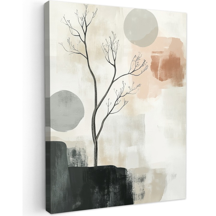 Канава картина, абстрактна, декоративна, за всекидневна, кухня, модерно изкуство, декорация на стена, бежова 30х40 см