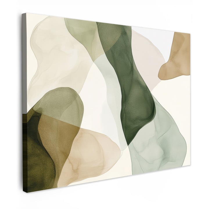 Канава картина, Абстрактна, Декоративна, Дневна, Кухня, Модерно изкуство, Декорация на стени Зелено 80x60 см