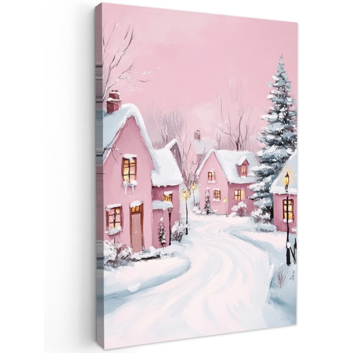 Канава картина, абстрактна, декоративна, за всекидневна, кухня, модерно изкуство, декорация за стена, розова 80x120 см