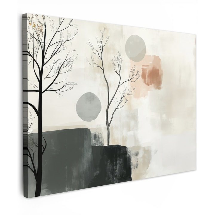 Канава картина, абстрактна, декоративна, за всекидневна, кухня, модерно изкуство, декорация на стена Бежово 80x60 см