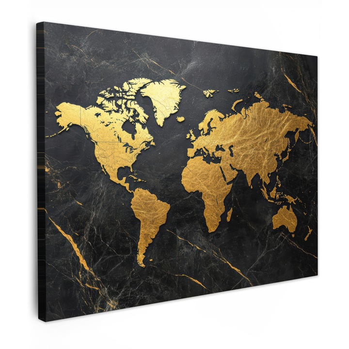 Канава, Абстракт, Декоративен, Хол, Кухня, Модерно изкуство, Декорация за стена, Златен 80x60 см