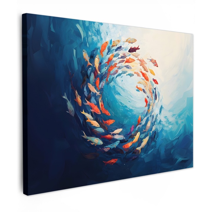 Канава, Абстракт, Декоративен, Хол, Кухня, Модерно изкуство, Декорация за стена Светлосин 80x60 см