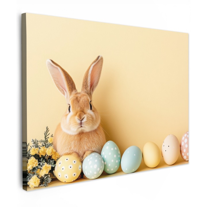 Канава, Абстракт, Декоративен, Хол, Кухня, Модерно изкуство, Декорация за стена, Светло жълто 80x60 см